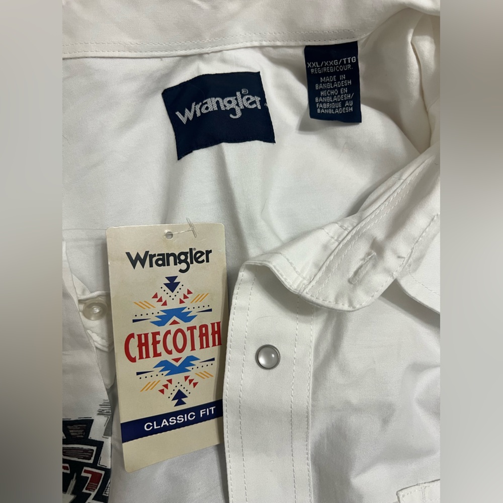 Checotah White Aztec Printed Snap Down Long Sleeve Shirt XXL Wrangler - Picture 3 of 10
